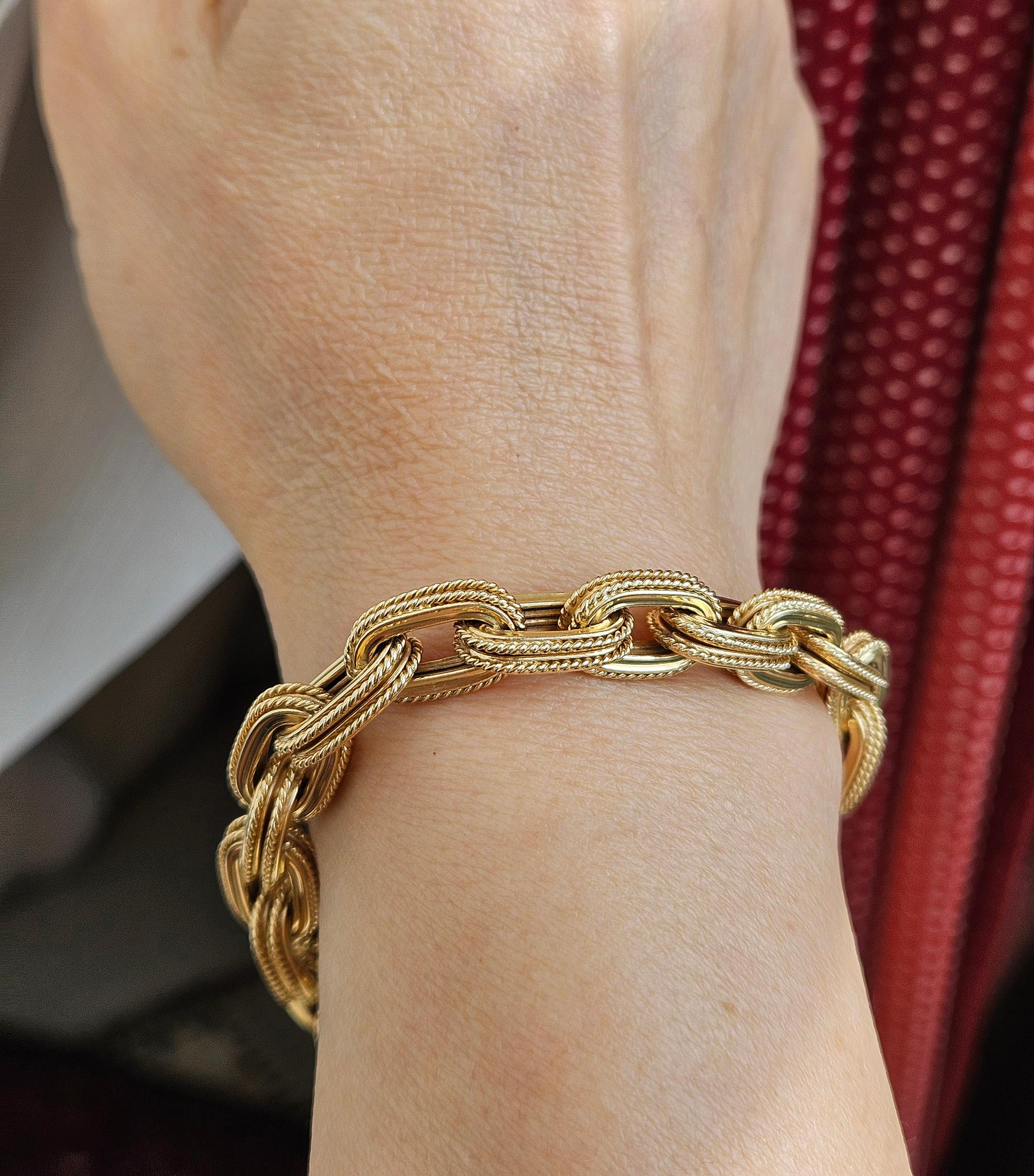 Pulsera de eslabones de oro amarillo de la época italiana 
