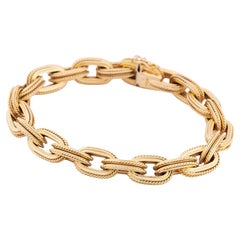14k Big Chunky Italienisch "HWC" Vintage Gelbgold Link Armband 25,8gr, C. 1980er Jahre