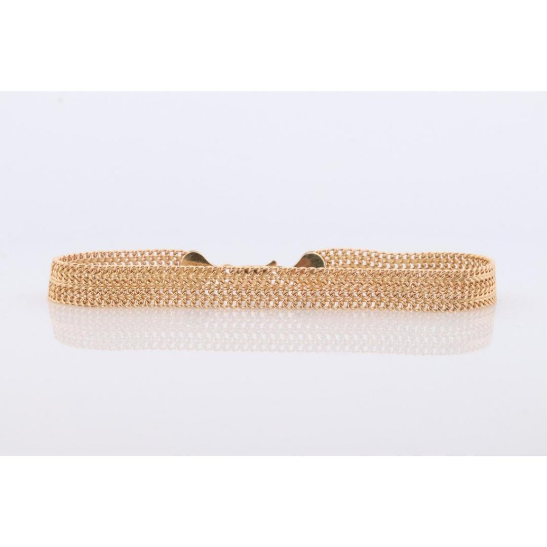 Bracelet en maille de chaîne Bismark en or jaune 14 carats. Link de chaîne en maille 14 carats italien Bon état - En vente à Port Charlotte, FL