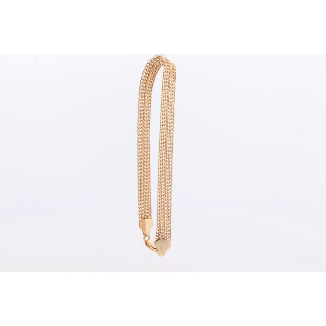 Bracelet en maille de chaîne Bismark en or jaune 14 carats. Link de chaîne en maille 14 carats italien Pour femmes en vente