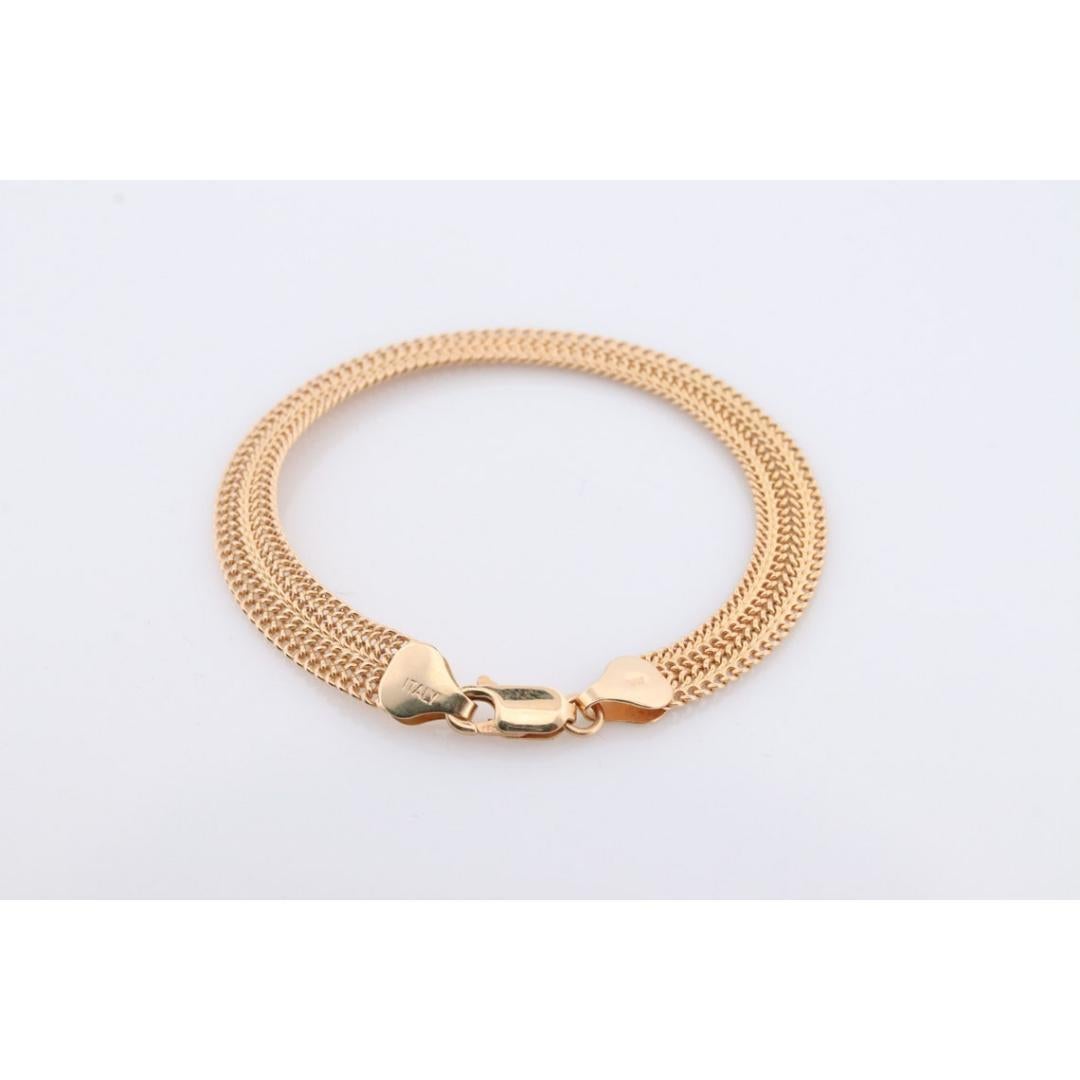 Bracelet en maille de chaîne Bismark en or jaune 14 carats. Link de chaîne en maille 14 carats italien en vente 1