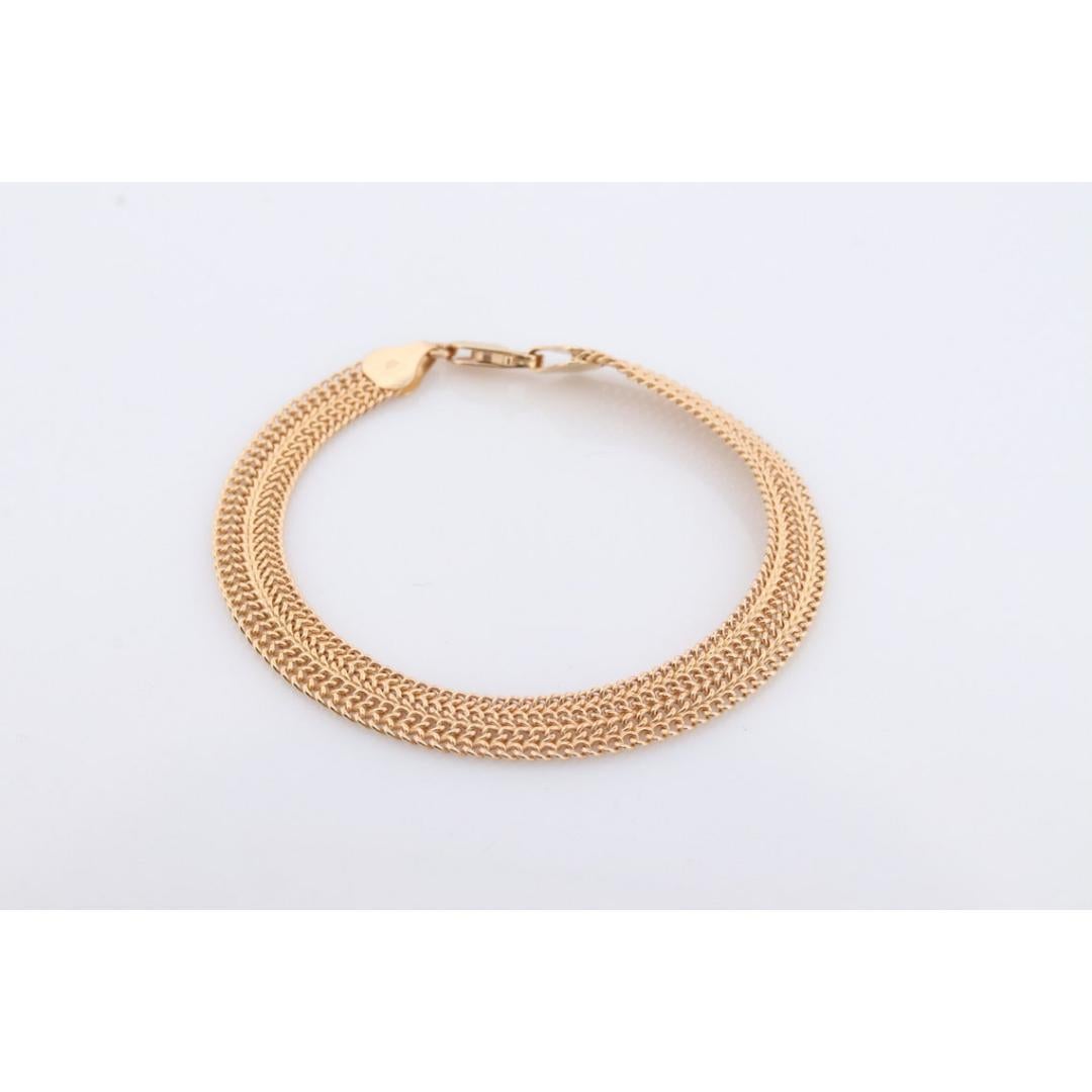 Bracelet en maille de chaîne Bismark en or jaune 14 carats. Link de chaîne en maille 14 carats italien en vente 2