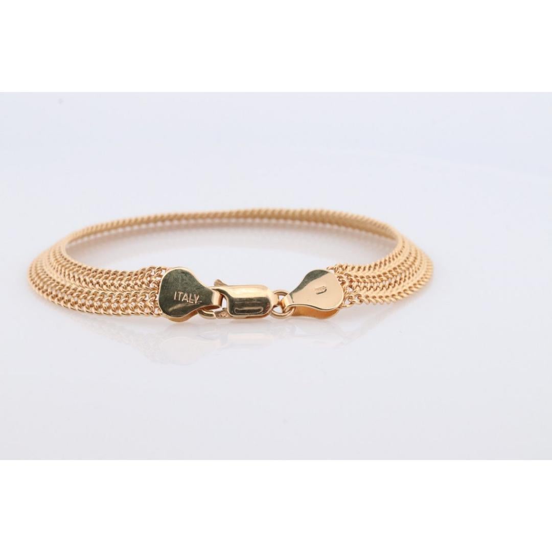 Bracelet en maille de chaîne Bismark en or jaune 14 carats. Link de chaîne en maille 14 carats italien en vente 3