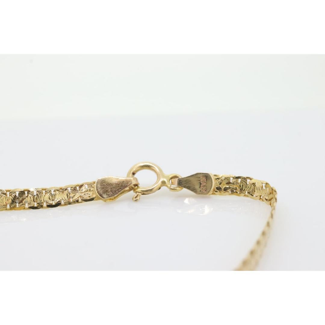 Bracelet en maille de chaîne Bismark 14 carats. Chaîne texturée Maillon de maille Or jaune Italien Pour femmes en vente
