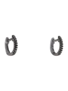 14K Black 0.05ct Diamond Huggie Earrings for Her