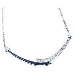 14K Schwarzer und weißer Diamant-Halskette 0,38 Karat Zeitgenössisch