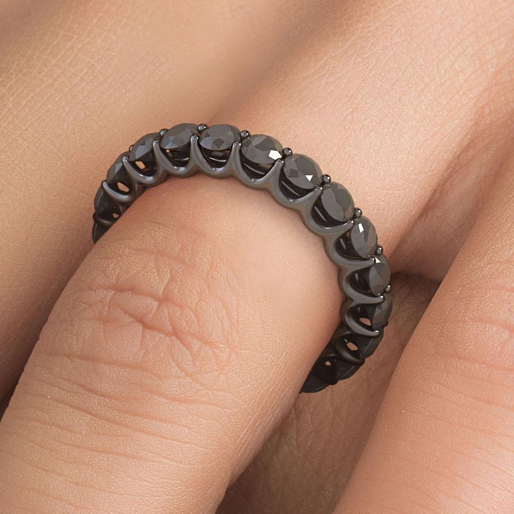 Women's 14K Black Gold Diamond Eternal Fit Eternity Band Features 4.37 Carat of Diamond For Sale