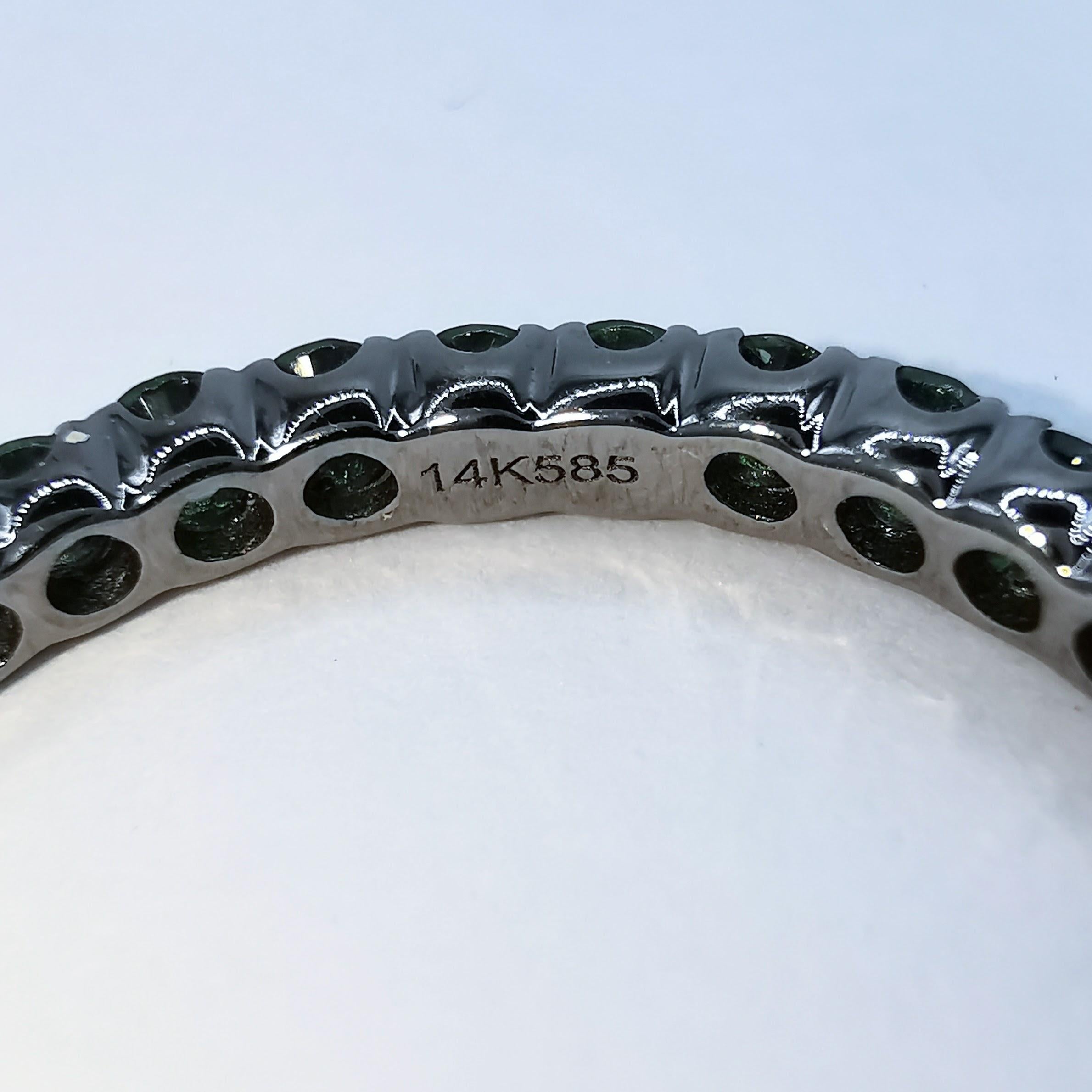 For Sale:  14K Black Gold Tsavorite Full Eternity Band Wedding Stacking Fashion Ring 5