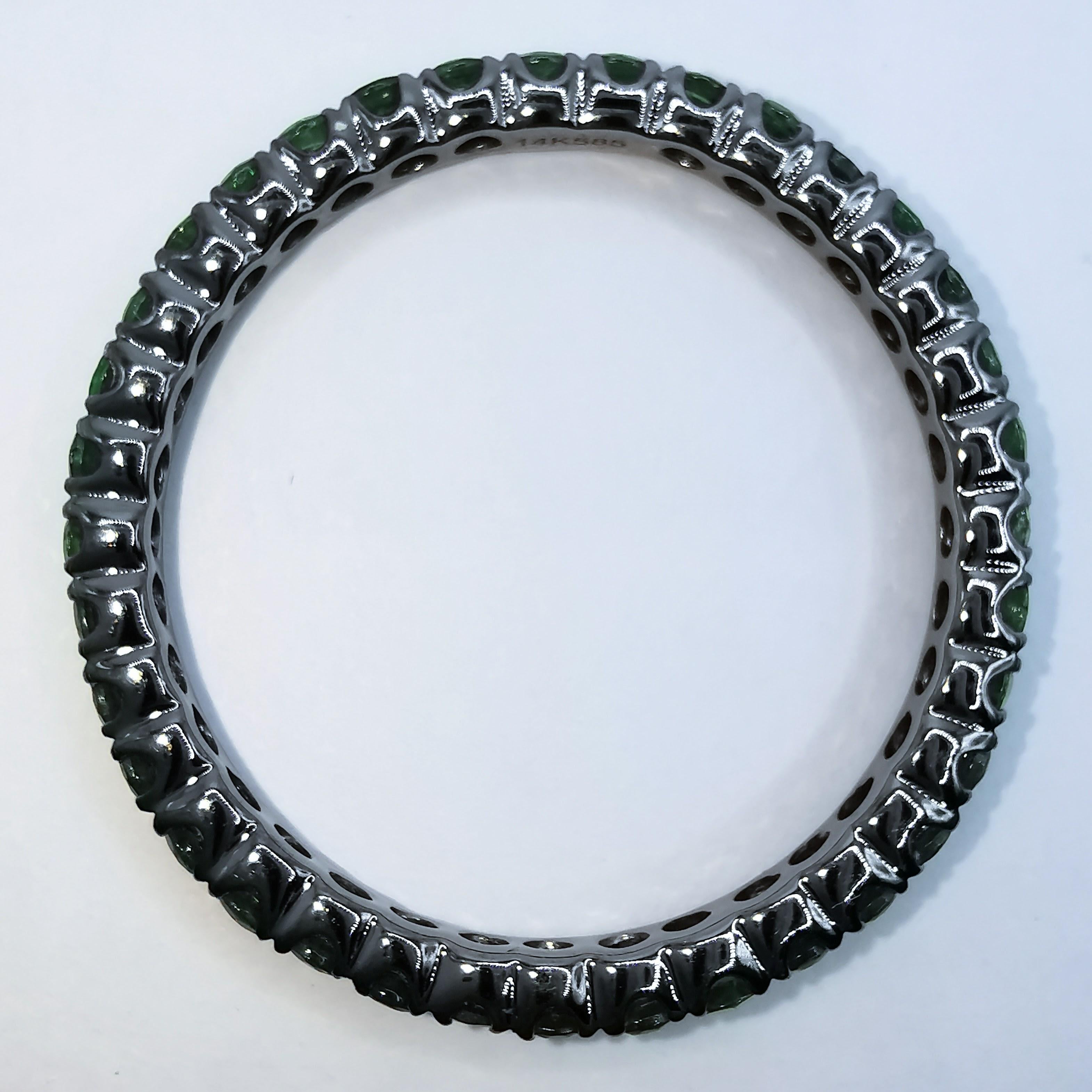 For Sale:  14K Black Gold Tsavorite Full Eternity Band Wedding Stacking Fashion Ring 4