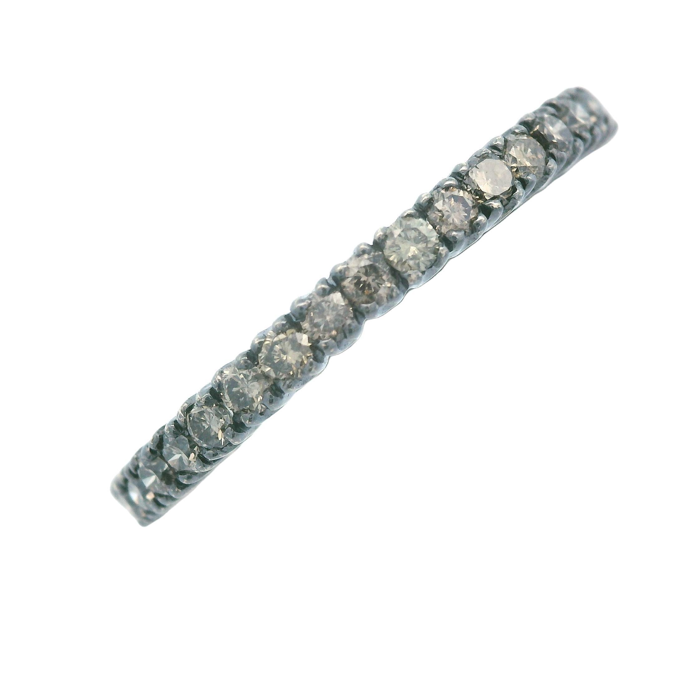 Fascia per l'eternità con diamante marrone naturale in rodio nero 14 carati in vendita 1