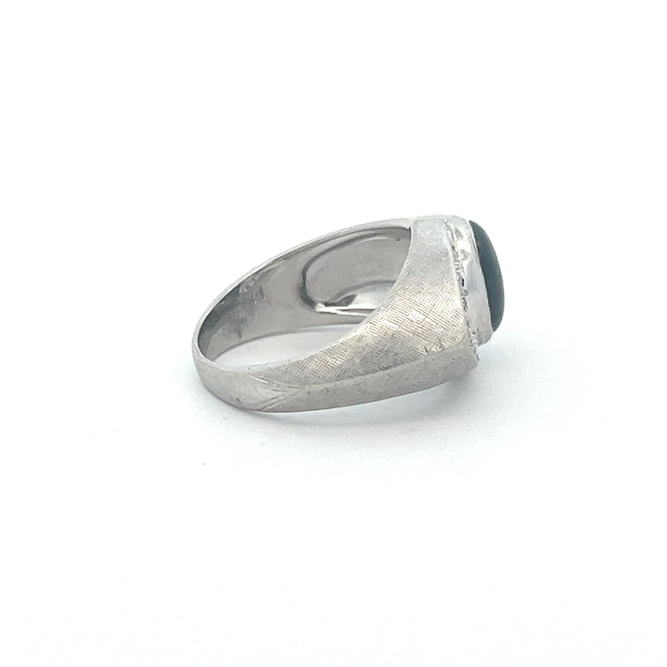 Women's or Men's 14k Black Star Sapphire Diamond Ring For Sale