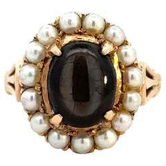 Vintage 14k Black Star Sapphire Pearl Ring