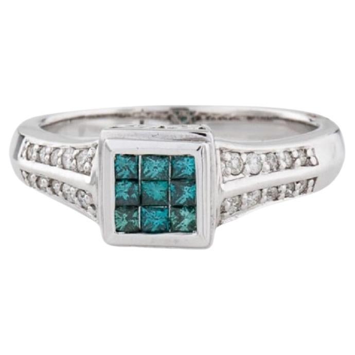 14k Blue Gemstone Diamond Gorgeous Cocktail Ring For Sale