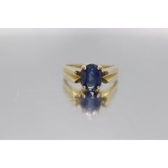 14k Blauer OVAL Saphir Solitär-Ring. Ovaler Saphirring
