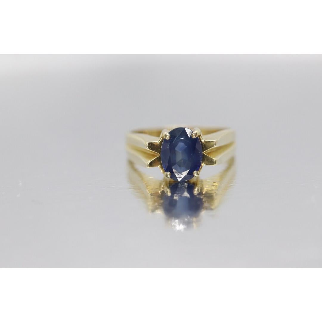 14k Blauer OVAL Saphir Solitär-Ring. Ovaler Saphirring im Zustand „Gut“ im Angebot in Port Charlotte, FL