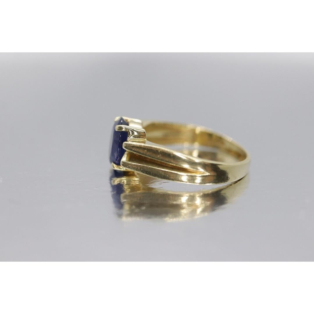 14k Blauer OVAL Saphir Solitär-Ring. Ovaler Saphirring im Angebot 1