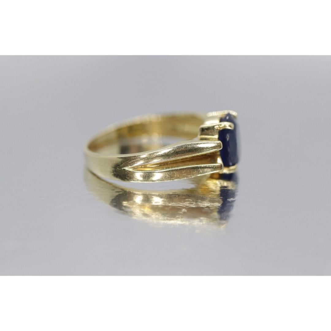 14k Blauer OVAL Saphir Solitär-Ring. Ovaler Saphirring im Angebot 2