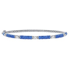 Bracelet jonc en saphir bleu 14 carats et diamants