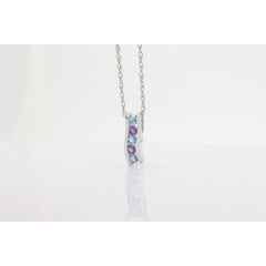 14k Blue TOPAZ and Amethyst Pendant. High quality CANDY Journey pendant. Italian