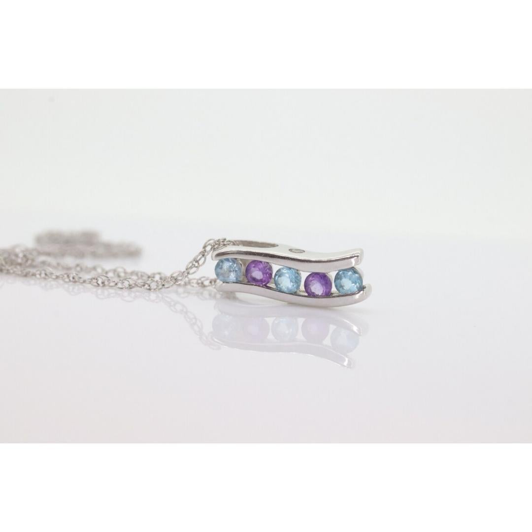 Women's 14k Blue TOPAZ and Amethyst Pendant. High quality CANDY Journey pendant. Italian For Sale