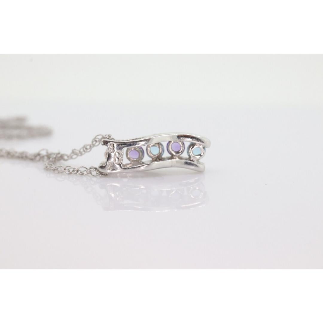 14k Blue TOPAZ and Amethyst Pendant. High quality CANDY Journey pendant. Italian For Sale 1