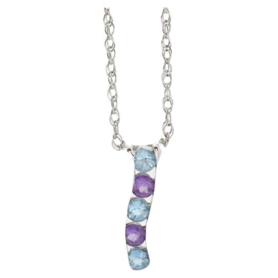 14k Blue TOPAZ and Amethyst Pendant. High quality CANDY Journey pendant. Italian For Sale