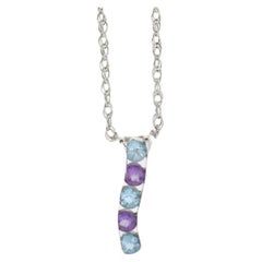 Colgante de TOPAZ azul y amatista de 14k. Colgante CANDY Journey de alta calidad. Italiano