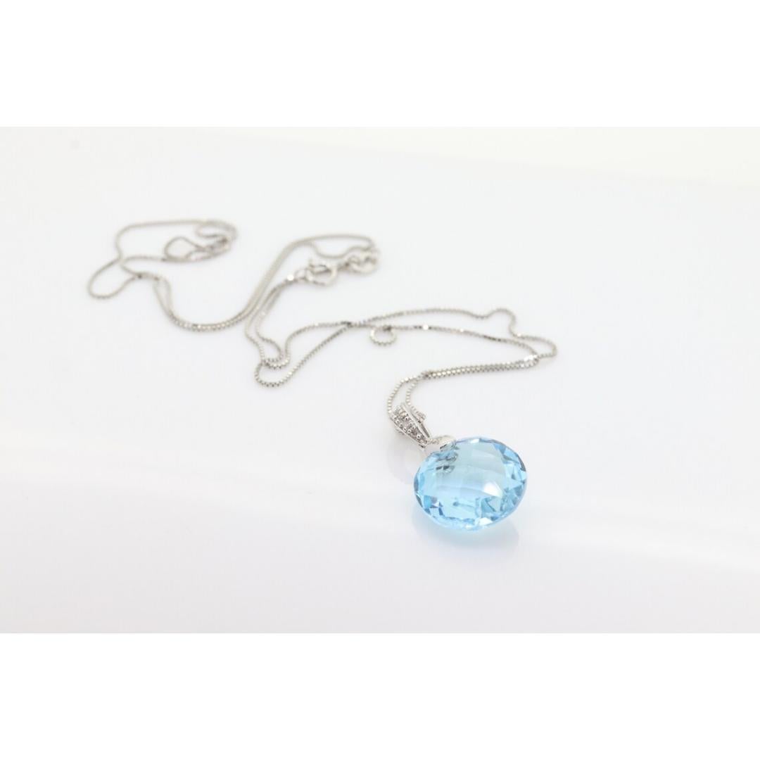 Ciondolo con TOPAZ blu e diamanti 14k. Ciondolo a goccia CANDY di alta qualità. in vendita 5