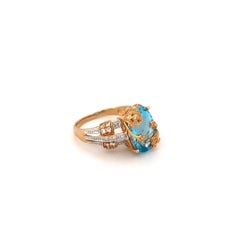 14K Blue Topaz and Diamond Ring