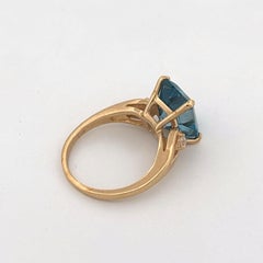 14K Blue Topaz Ring with Diamonds