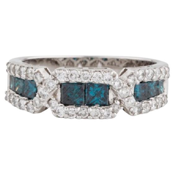 14k Blue & White Gorgeous Diamond Band Ring For Sale