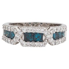 14k Blauer & Weißer wunderschöner Diamant-Ring