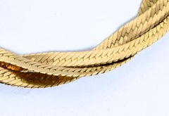 14K Bracelet Flat Woven & Braided 2 Strands, in Herringbone Pattern by Indaerre