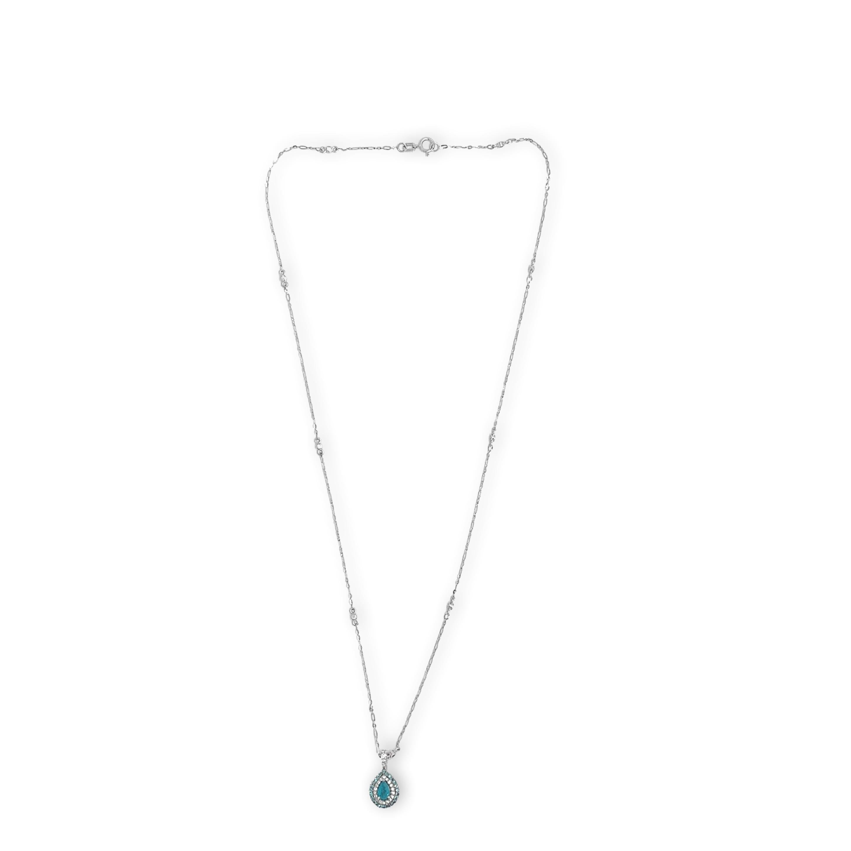 Taille poire Pendentif en tourmaline Paraiba du Brésil 14 carats et diamants avec rapport en vente