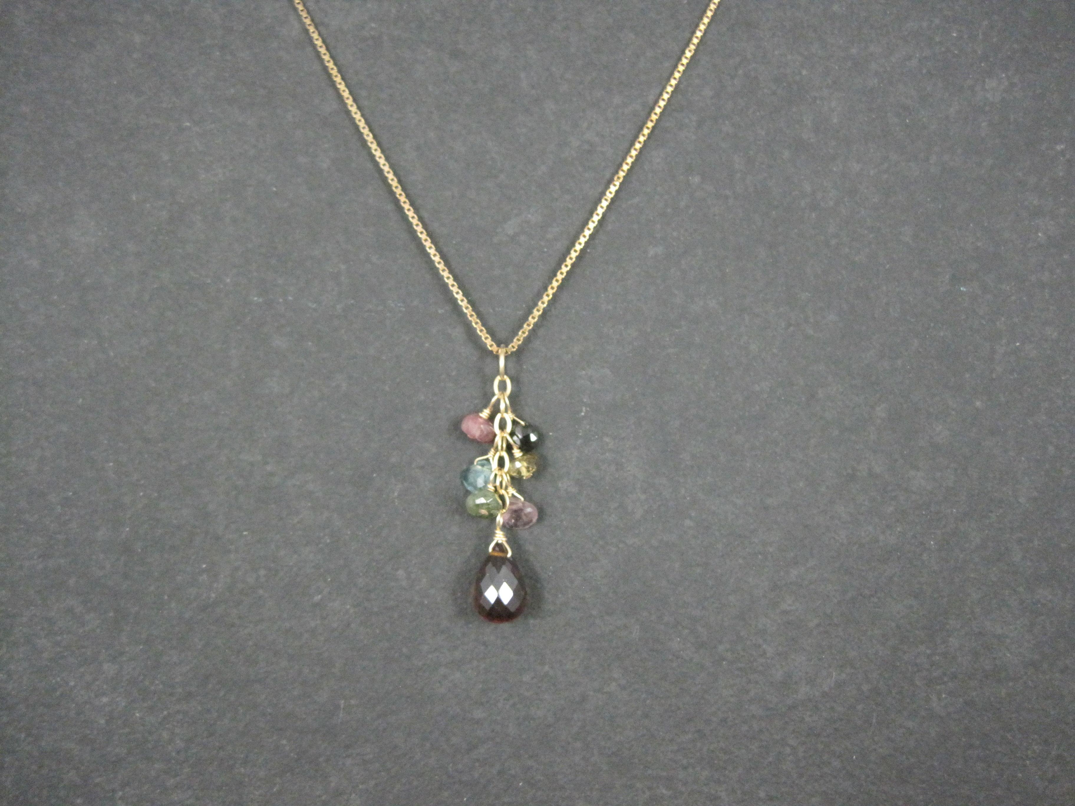 Collar con Colgante de Piedras Preciosas Briolette de 14K en venta 5