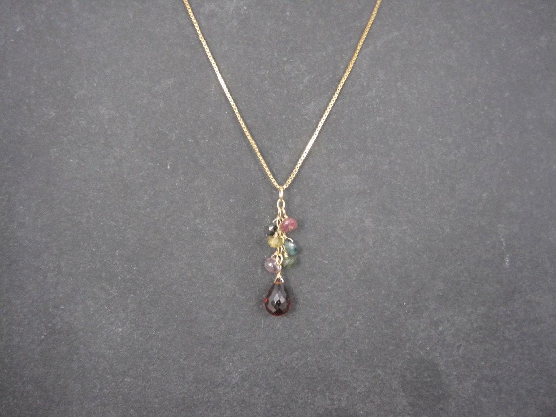 Modern 14K Briolette Gemstone Pendant Necklace For Sale