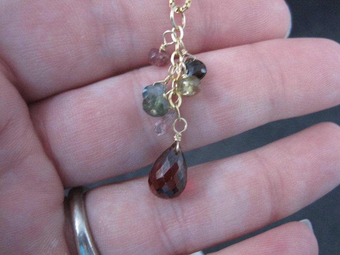 14K Briolette Gemstone Pendant Necklace In New Condition For Sale In Webster, SD