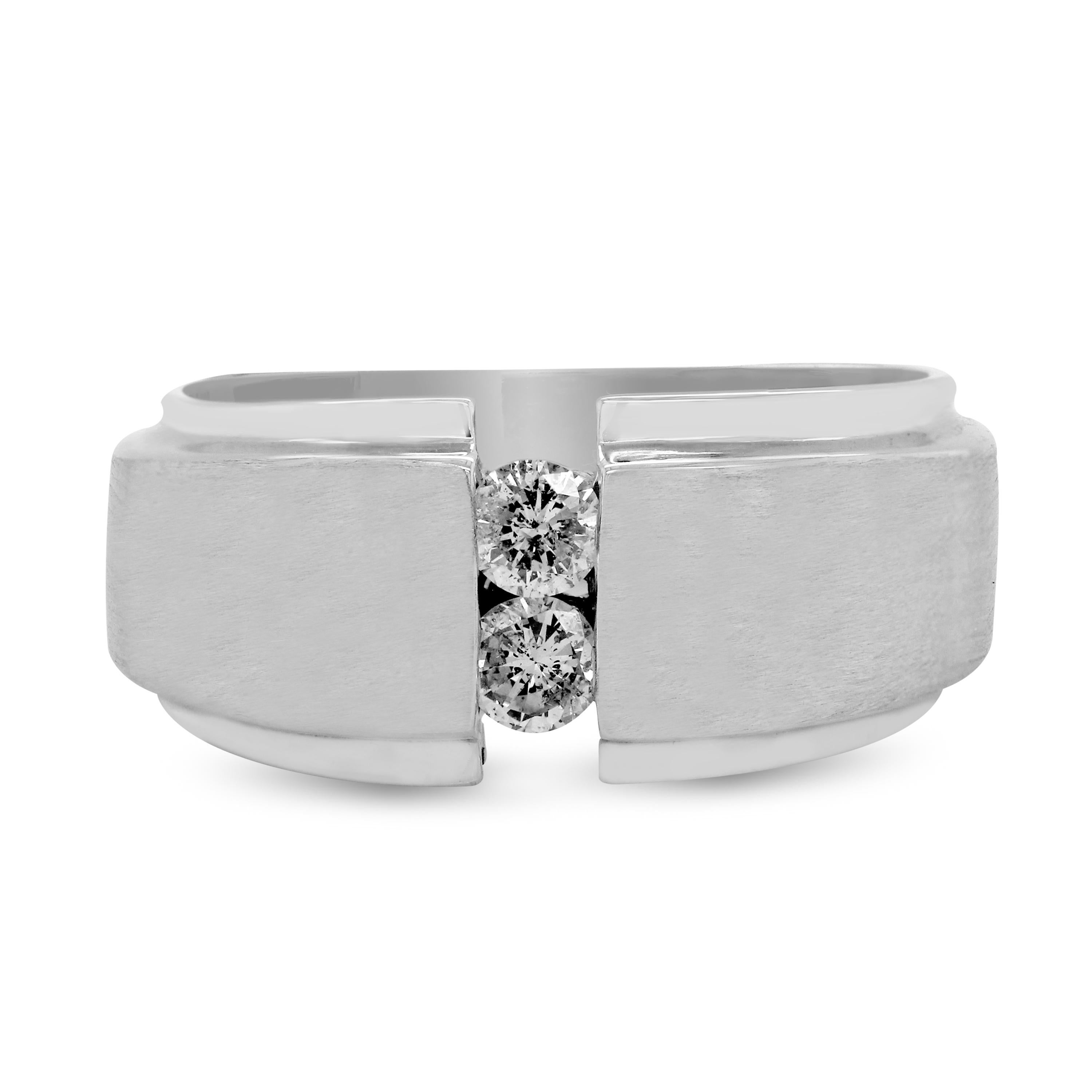 Weißgold-Herrenbandring mit 14 Karat gebürstetem, mattem und hochglanzpoliertem Diamant (Moderne) im Angebot