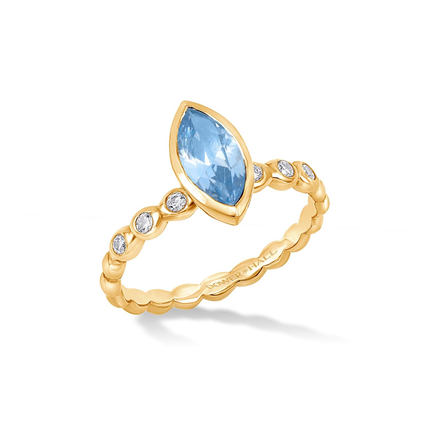 14k Bubbles Narrative Ring with Marquise Aquamarine For Sale 1