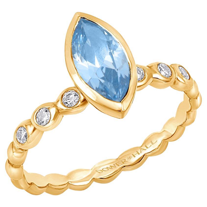 14k Bubbles Narrative Ring with Marquise Aquamarine For Sale