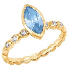 14k Bubbles Narrative Ring with Marquise Aquamarine