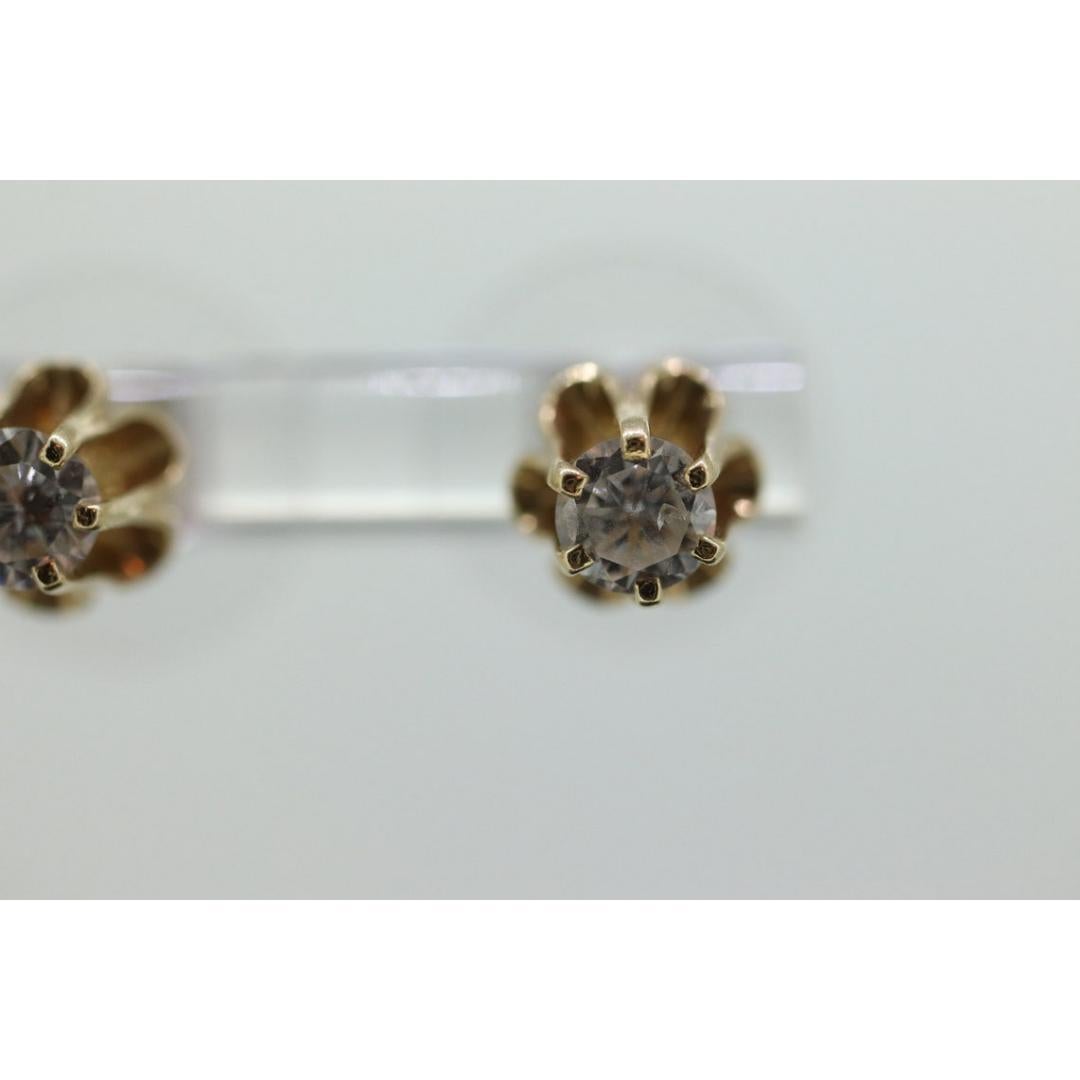 14k Buttercup 1/2ct Diamond stud earrings. 14k Yellow Gold Buttercup victorian 3