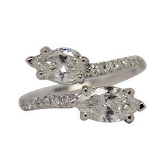 14k by Pass Ring with Marquise Cut, Pear Shape & Round Brilliant Cut Diamonds