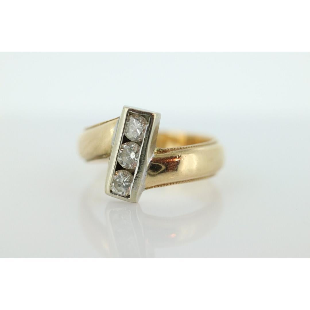 14K Bypass-Diamantring. Channel Set Diamanten. Für immer und ewig Toi et moi im Angebot 4