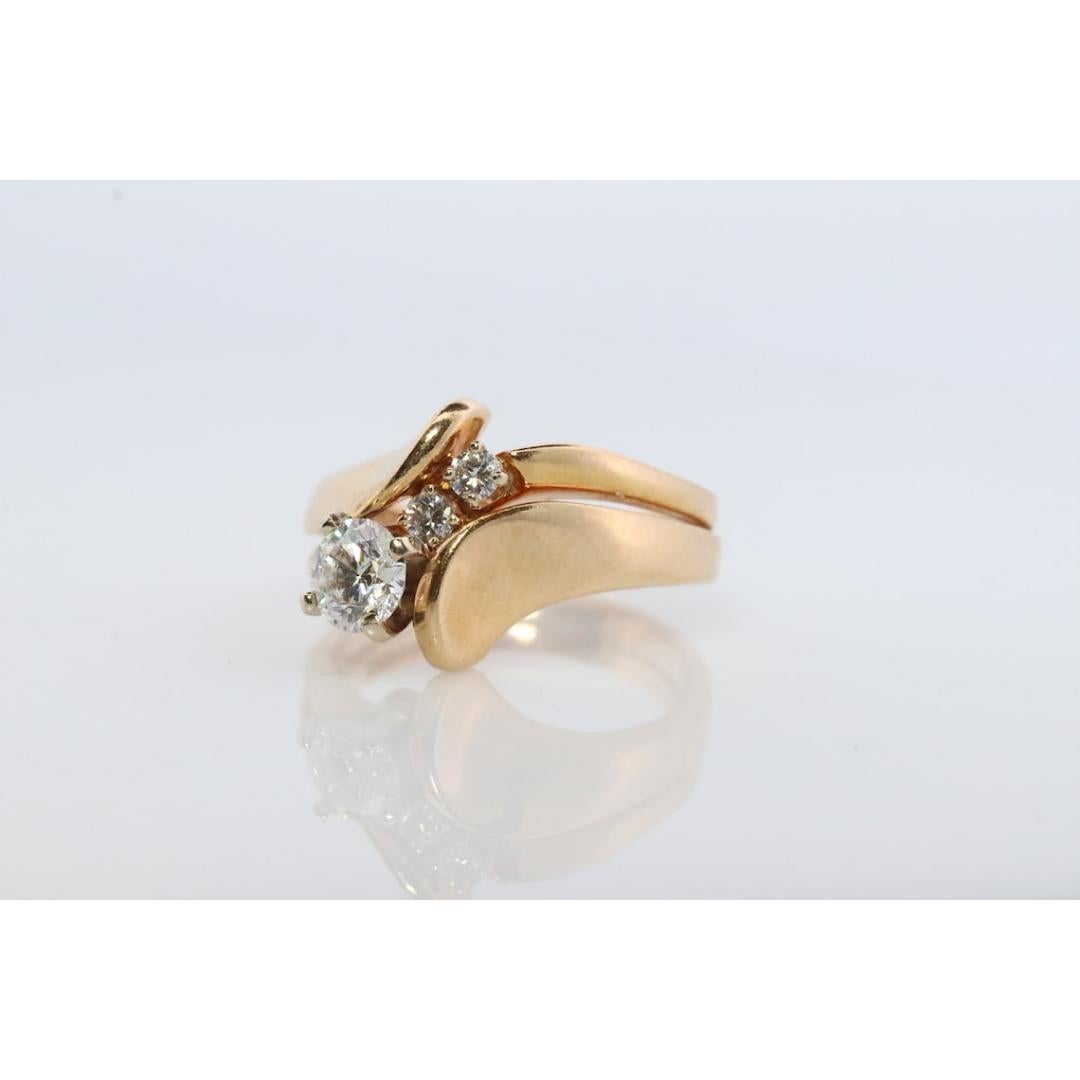 Round Cut 14k Bypass Diamond Ring set. Wedding set. Engagement set. Bridal ring set. For Sale