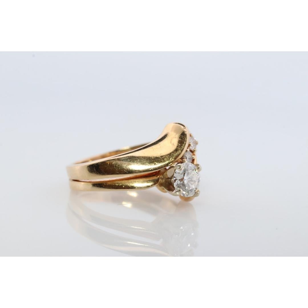 14k Bypass Diamond Ring set. Wedding set. Engagement set. Bridal ring set. In Good Condition For Sale In Port Charlotte, FL