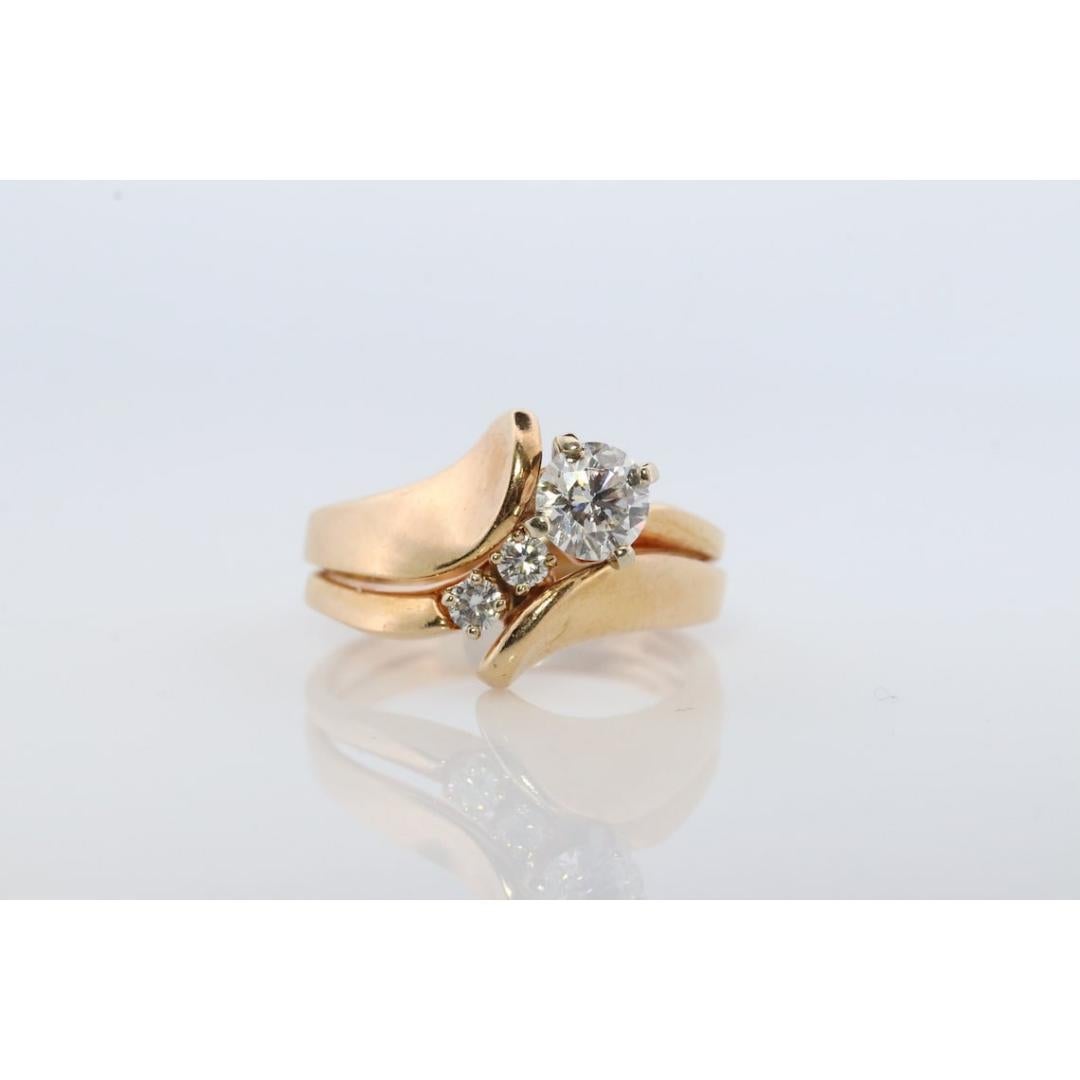 Women's 14k Bypass Diamond Ring set. Wedding set. Engagement set. Bridal ring set. For Sale