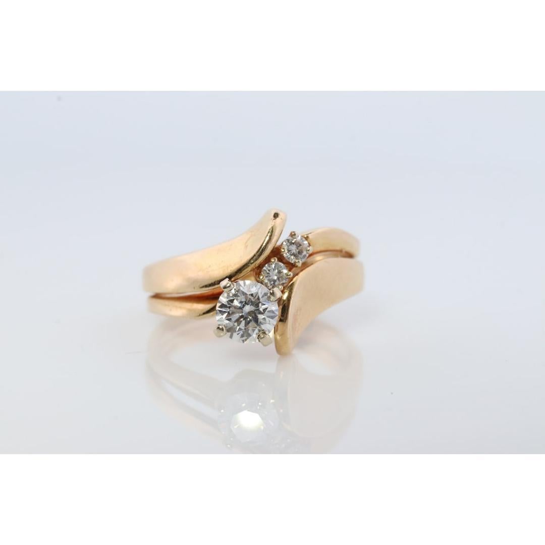 14k Bypass Diamond Ring set. Wedding set. Engagement set. Bridal ring set. For Sale 3