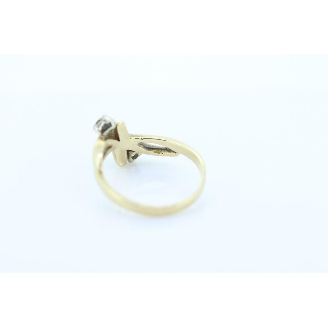 14K Bypass-Diamantring. Gesamt 0,48 ctw Diamantwelle. Gestapelt. Toi et moi Band. Damen im Angebot