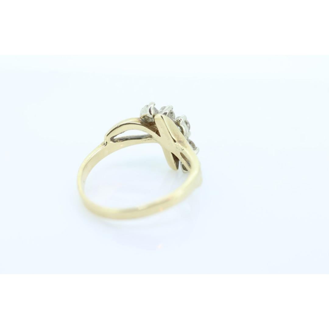 14K Bypass-Diamantring. Gesamt 0,48 ctw Diamantwelle. Gestapelt. Toi et moi Band. im Angebot 1
